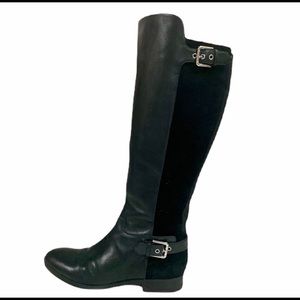 MARC FISHER Leather Wide Calf Black Tall Boots -9M
